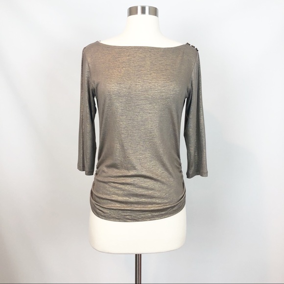 Fenn Wright Manson Nude Metallic Gold Top Small - Picture 1 of 7